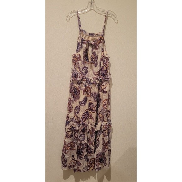 NWT Band Of The Free Purple Paisley Print Oversized Tiered Maxi Dress Size Small - Picture 3 of 9